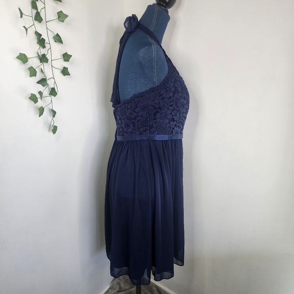 David's Bridal Navy Blue Halter Style Dress - Picture 8 of 9